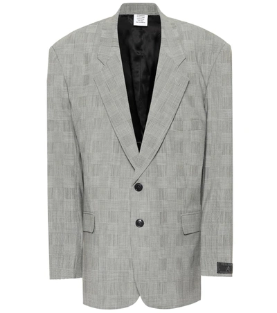 Vetements Checked Wool-blend Blazer In Grey