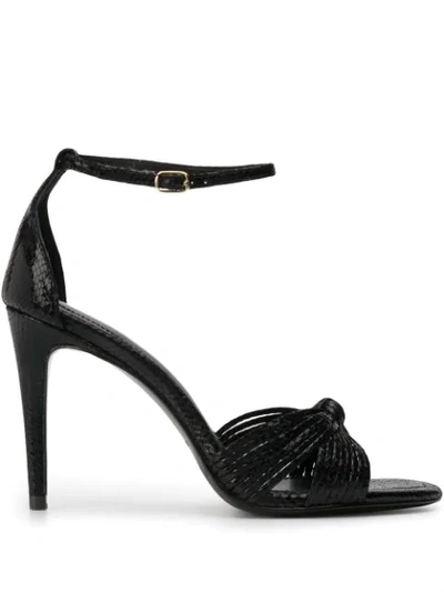 Sandro Embossed Leather Sandals In Black