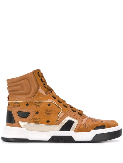 Mcm Skyward High-top-sneaker In Visetos Für Herren In Cognac