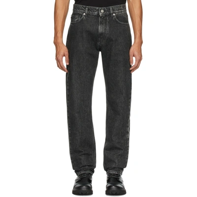 Versace Men's Relaxed Washed Denim Jeans In Black