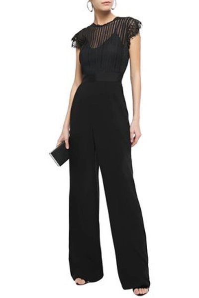 Catherine Deane Iona Lace-paneled Crepe Jumpsuit In Black
