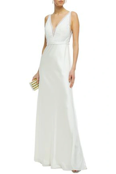 Catherine Deane Mandy Lace-paneled Satin Gown In Ivory