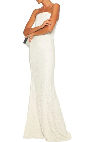 Roland Mouret Strapless Cotton Guipure Lace Bridal Gown In Ivory