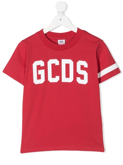 Gcds Kids' Logo-print Cotton T-shirt In Red