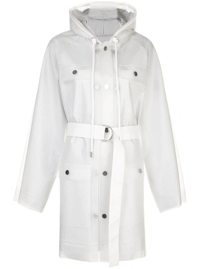 Proenza Schouler White Label Striped Pattern Belt Raincoat In Metallic
