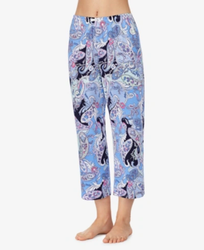 Ellen Tracy Knit Cropped Pajama Pant In Blue Paisley