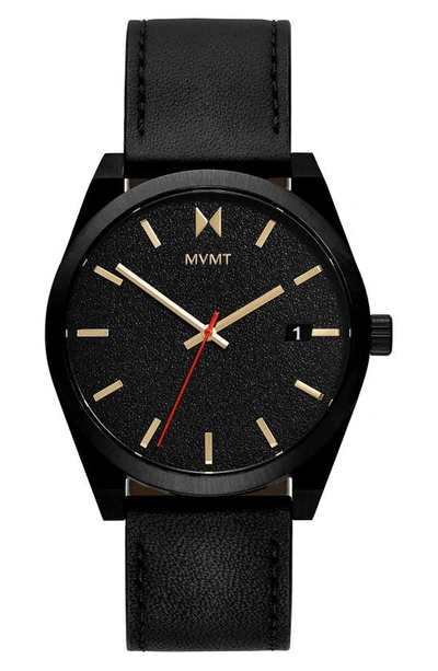 Mvmt Men's Caviar Black Leather Strap Watch 43mm