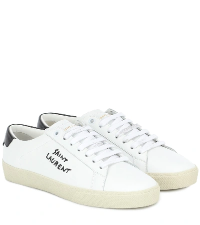 Saint Laurent Court Classic Logo-embroidered Leather Sneakers In White