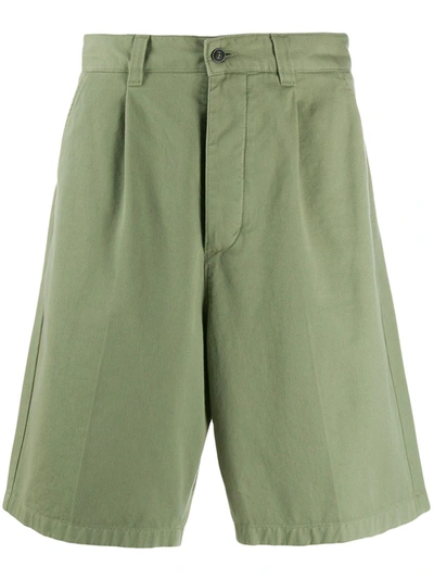 Ami Alexandre Mattiussi Pleated Bermuda Shorts In Green