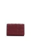 Bottega Veneta Intrecciato Weave Wallet In Red