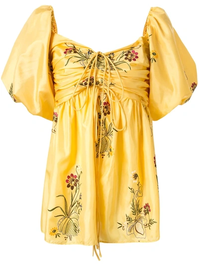 Romance Was Born Queens Hamlet Embroidered Top In Yellow