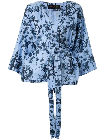 Romance Was Born Bell Wrap Tunic In Blue