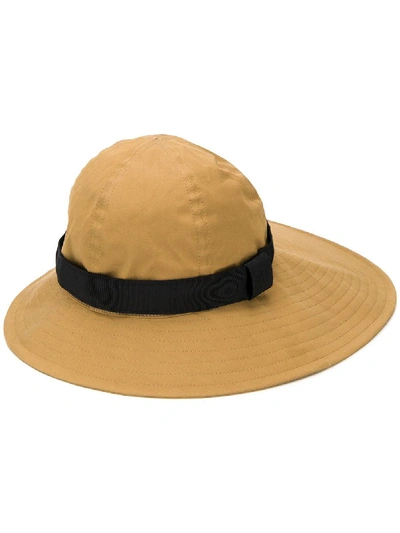 Sacai Asymmetric Brim Cotton Hat In Neutrals