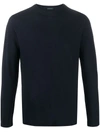 Zanone Long-sleeved Cotton T-shirt In Blue
