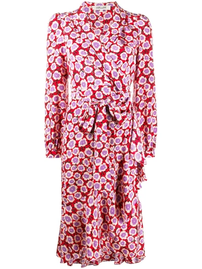 Diane Von Furstenberg Carla Two Asymmetric Floral-print Silk Crepe De Chine Wrap Dress In Pink