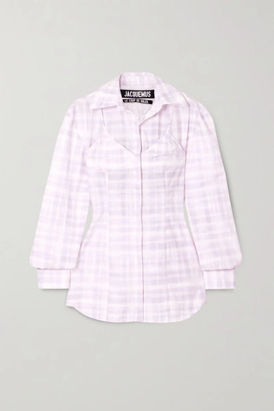 Jacquemus Valensole Cutout Checked Cotton Shirt In Purple - White