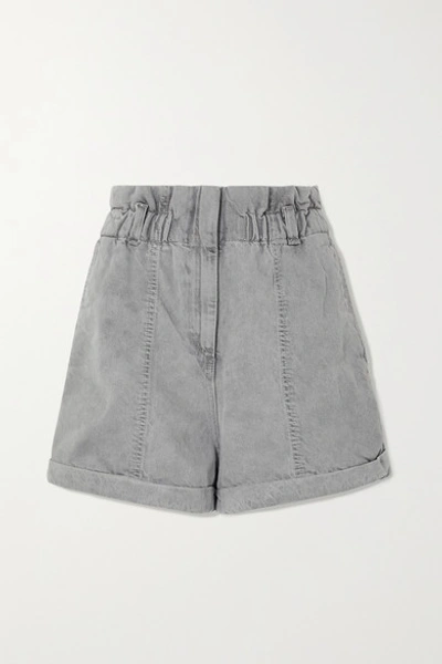 Iro Clichy Acid-wash Denim Shorts In Gray