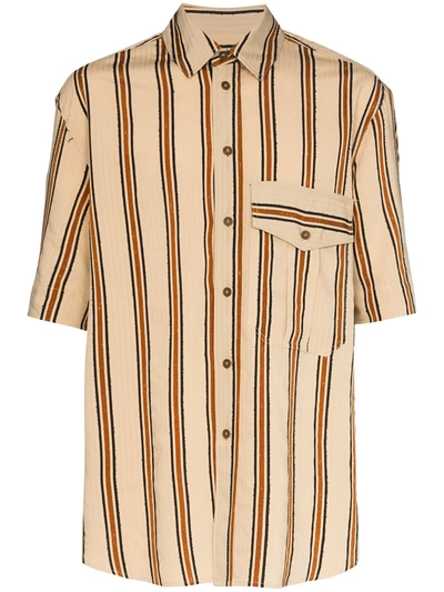 Song For The Mute Stripe Print Oversized Shirt In Neutrals