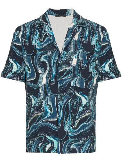 Canessa Vincent Graphic-print Bowling Shirt In Blue