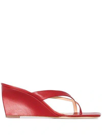 By Far Red Theresa 70 Leather Wedge Sandals