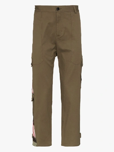 78 Stitches Patch Detail Cargo Trousers In Green