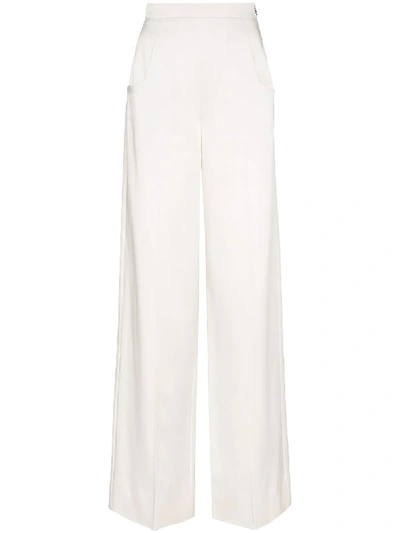 Roland Mouret High-waisted Flared Trousers In White