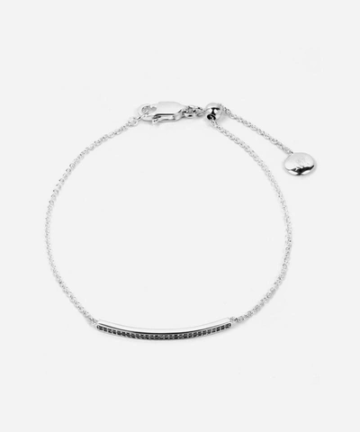 Monica Vinader Silver Skinny Short Diamond Bar Bracelet