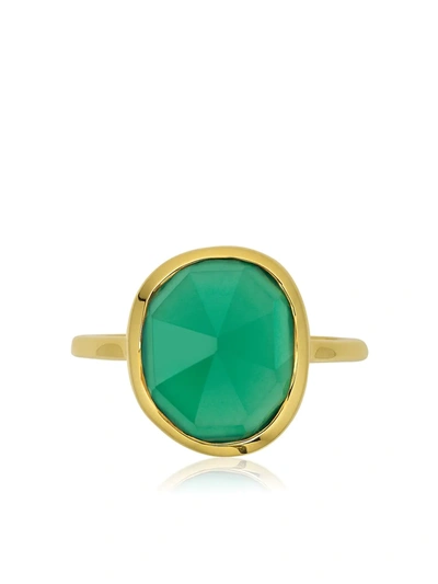 Monica Vinader 18ct Gold Plated Vermeil Silver Siren Medium Green Onyx Stacking Ring