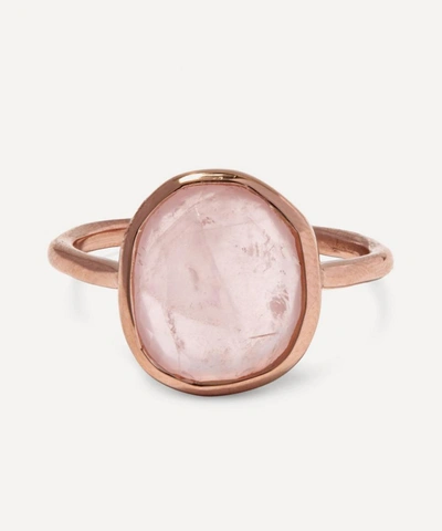 Monica Vinader Rose Gold Plated Vermeil Silver Siren Medium Rose Quartz Stacking Ring