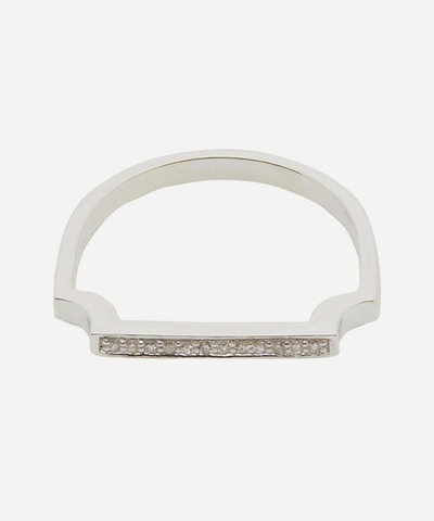 Monica Vinader Silver Signature Thin Diamond Ring