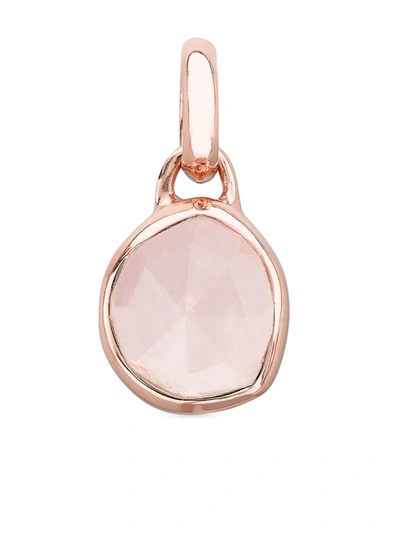 Monica Vinader Rose Gold Plated Vermeil Silver Siren Medium Rose Quartz Bezel Pendant In Pink