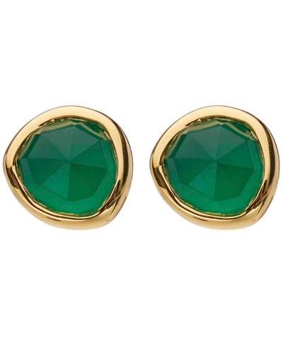 Monica Vinader Gold Plated Vermeil Silver Green Onyx Siren Stud Earrings