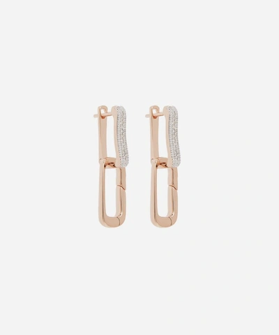 Monica Vinader Rose Gold Plated Vermeil Silver Alta Capture Charm Diamond Drop Earrings