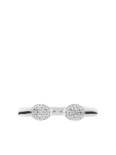 Monica Vinader Fiji Bud Sterling Silver Diamond Stacking Ring In Silver