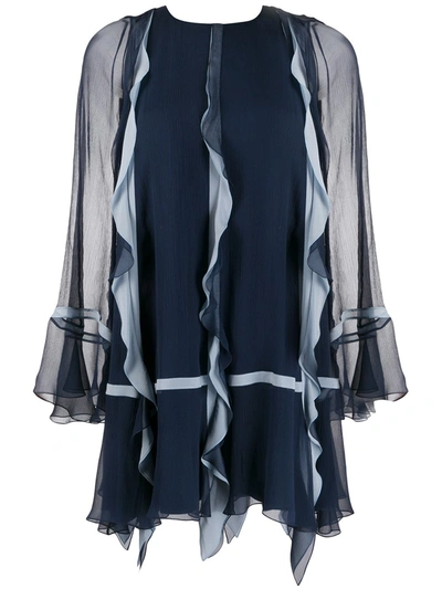 Chloé Silk Short Dress In Blue