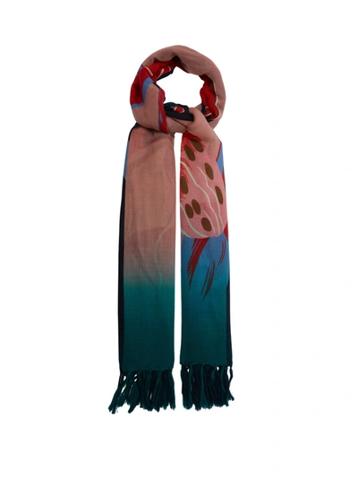 Etro Floral-print Cashmere Scarf In Navy Blue