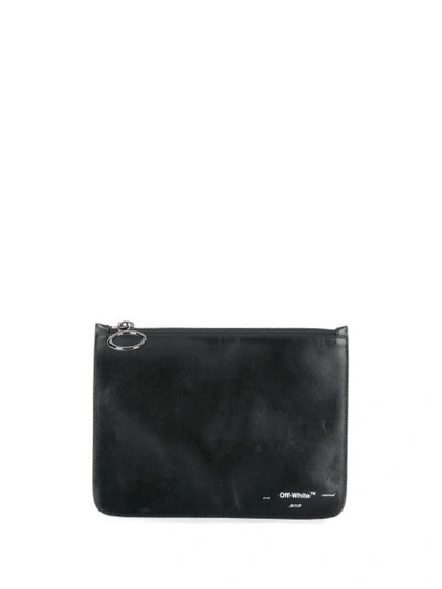 Off-white Logo-print Leather Pouch In Black