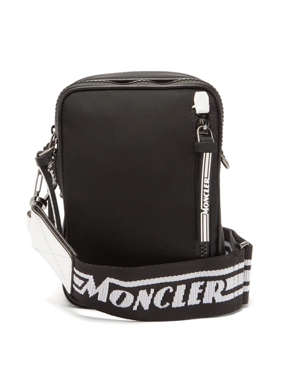 Moncler Detour Logo-embroidered Strap Cross-body Belt Bag In Black