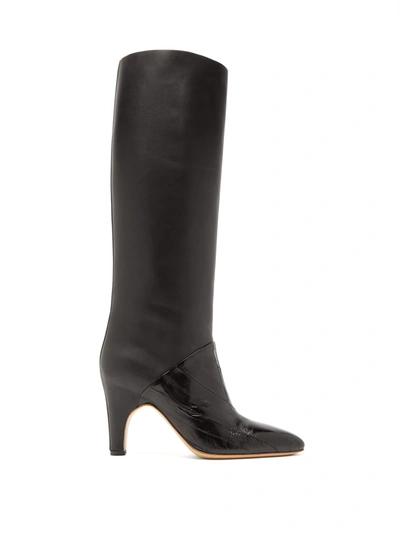 Gabriela Hearst Rimbaud Patent And Smooth Leather Knee-high Boots In Black