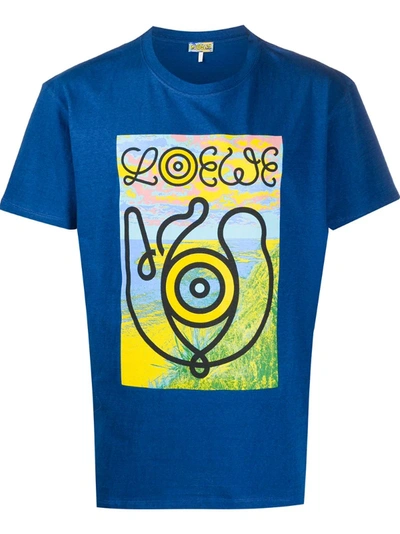 Loewe Landscape-print Cotton-jersey T-shirt In Blue