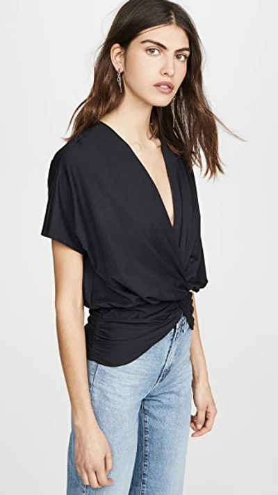 Susana Monaco Twist Front Dolman Top In Black