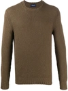 Drumohr Long Sleeve Basket Knit Sweater In Green