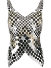 Rabanne Embellished Fitted Tank Top In Silver