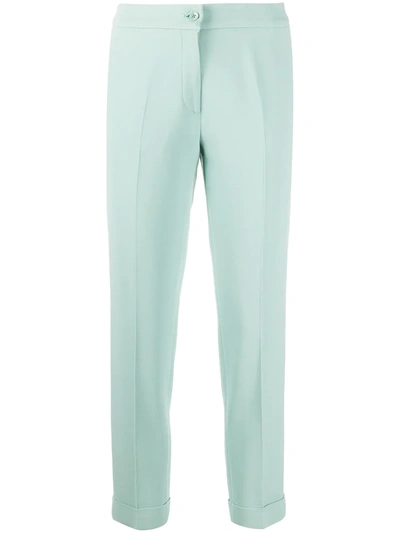 Etro Cropped Tapered-leg Trousers In Blue