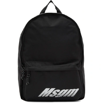 Msgm Logo Embroidered Canvas Backpack In 99 Black