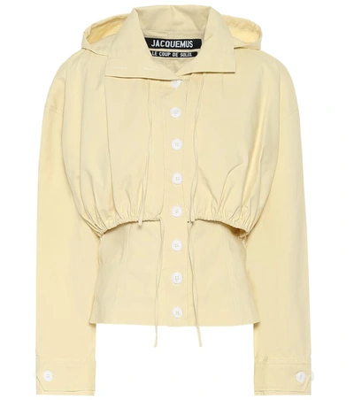 Jacquemus Mimosa Gathered Cotton-poplin Hooded Jacket In Neutrals