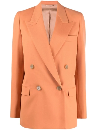 Acne Studios Double-breasted Cotton-blend Corduroy Blazer In Peach+orange