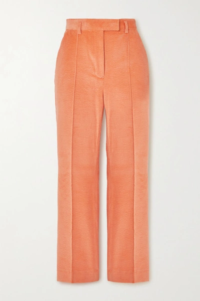Acne Studios Cropped Cotton-blend Corduroy Straight-leg Trousers In Orange