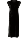 Helmut Lang Sleeveless Velvet Shift Dress In Black
