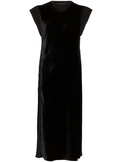 Helmut Lang Sleeveless Velvet Shift Dress In Black